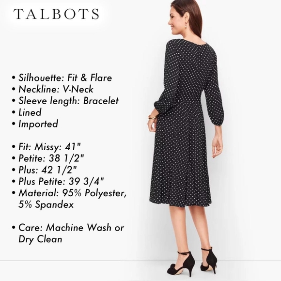 Talbots Ditsy Dot Fit and Flare Dress - Picture 2 of 7